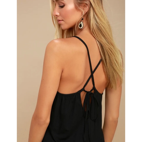 Lulu’s Tie Back Tank Strap Top black women’s M - Picture 3 of 6